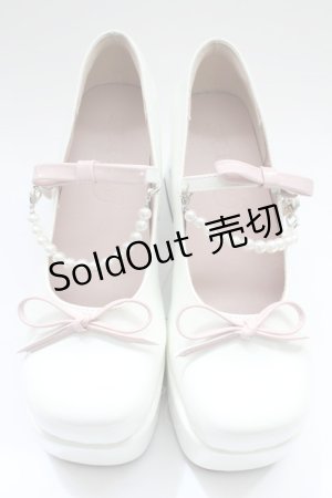 画像: Me roir / エナメルパールリボンシューズ L 白 T-25-09-05-031-LO-SH-SA-ZI
