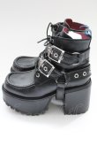 画像2: YOSUKE / ダブルベルトブーツ 24.5CM 黒 T-25-09-05-032-PU-SH-SA-ZT (2)