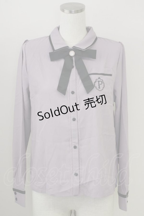 画像1: axes femme POETIQUE / リボン付エンブレム刺繍BL M ラベンダー T-25-09-05-005-AX-BL-SA-ZI (1)