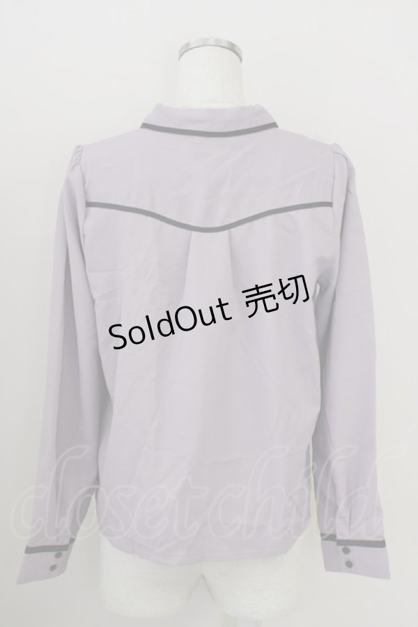 画像2: axes femme POETIQUE / リボン付エンブレム刺繍BL M ラベンダー T-25-09-05-005-AX-BL-SA-ZI (2)