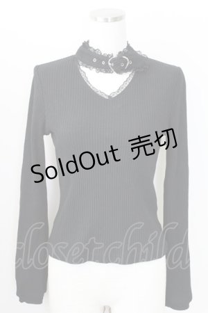 画像: MA*RS / チョーカーデザインニットトップス  黒 T-25-09-05-010-EL-TO-SA-ZI