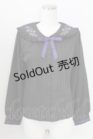 画像: axes femme POETIQUE / ヴァンダンジュ刺繍ブラウス M ブラック T-25-09-05-011-AX-BL-SA-ZT