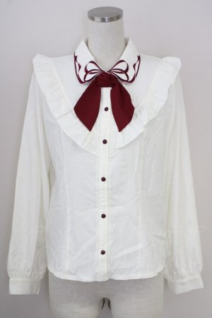 画像: axes femme POETIQUE / カラーリボン刺繍ブラウス M キナリ T-25-09-05-002-AX-BL-SA-ZI