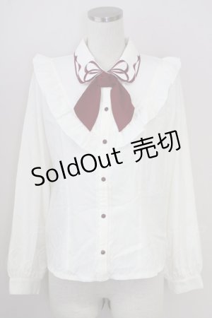 画像: axes femme POETIQUE / カラーリボン刺繍ブラウス M キナリ T-25-09-05-002-AX-BL-SA-ZI