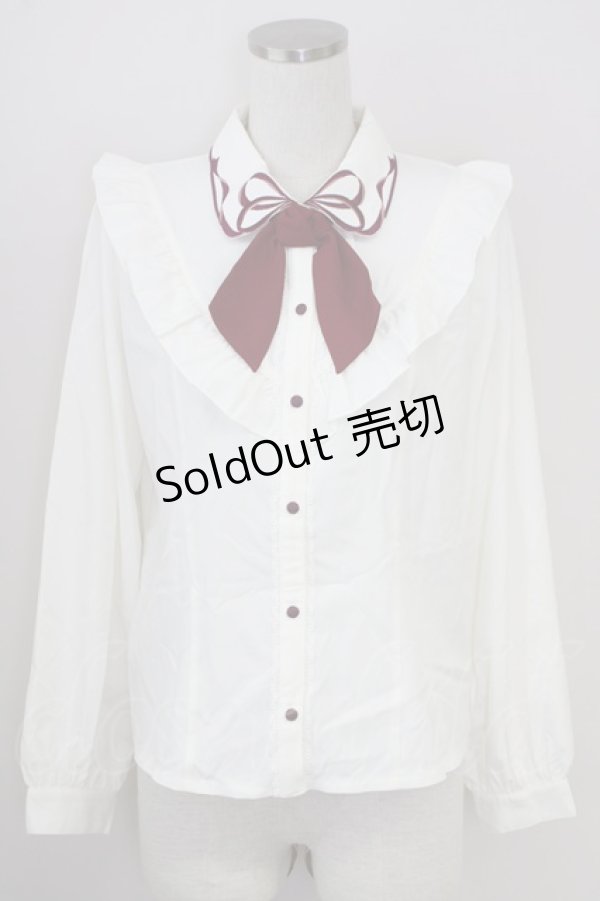 画像1: axes femme POETIQUE / カラーリボン刺繍ブラウス M キナリ T-25-09-05-002-AX-BL-SA-ZI (1)