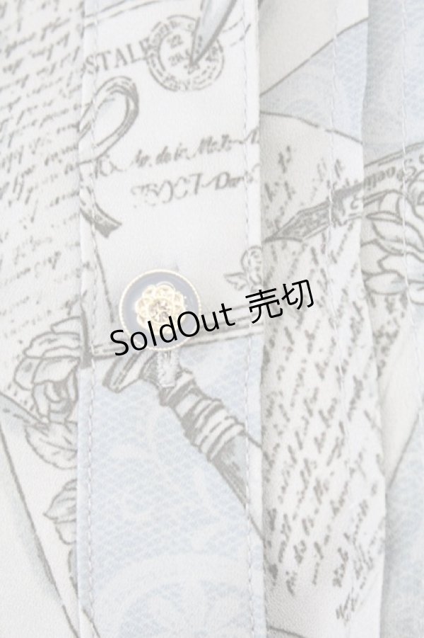 画像4: axes femme POETIQUE / プリュムプリントレース襟ブラウス  ブルー T-25-09-05-012-AX-TO-SA-ZI (4)