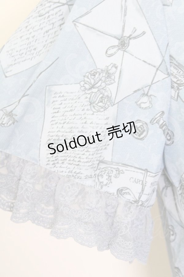 画像5: axes femme POETIQUE / プリュムプリントレース襟ブラウス  ブルー T-25-09-05-012-AX-TO-SA-ZI (5)