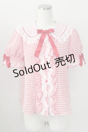 画像: Angelic Pretty / ギンガムはしごレースブラウス  赤ｘ白チェック T-25-09-05-013-AP-BL-SA-ZI
