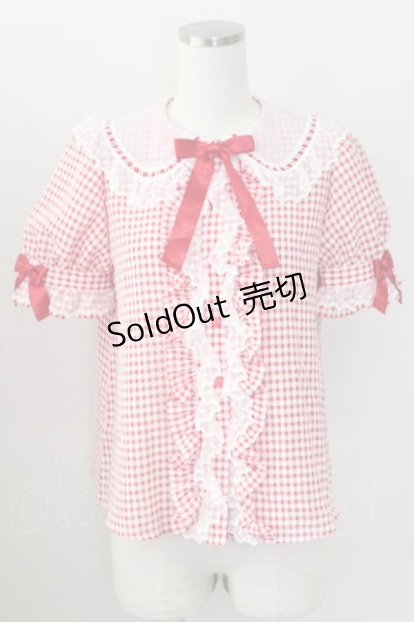 画像1: Angelic Pretty / ギンガムはしごレースブラウス  赤ｘ白チェック T-25-09-05-013-AP-BL-SA-ZI (1)