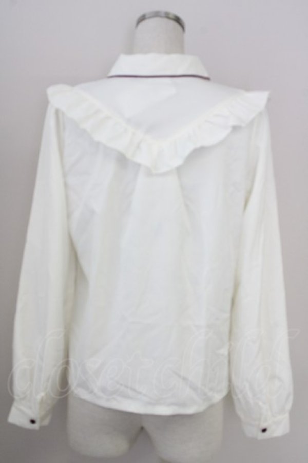 画像2: axes femme POETIQUE / カラーリボン刺繍ブラウス M キナリ T-25-09-05-002-AX-BL-SA-ZI (2)