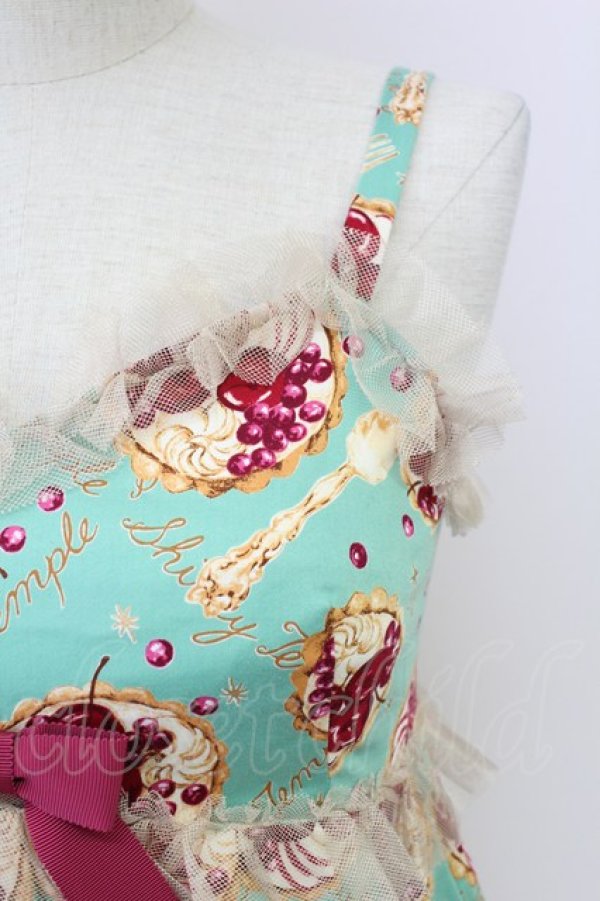 画像4: Shirley Temple / タルトプリントジャンパースカート 154〜162cm ミント T-25-09-05-014-ET-OP-SA-ZI (4)