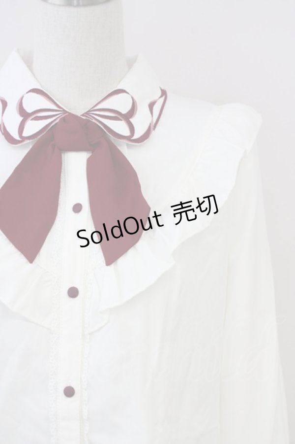 画像3: axes femme POETIQUE / カラーリボン刺繍ブラウス M キナリ T-25-09-05-002-AX-BL-SA-ZI (3)