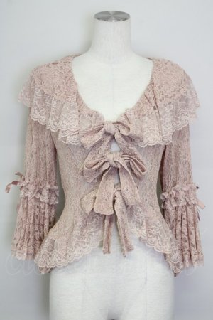 画像: metamorphose / 総レースラッパ袖ブラウス  ピンク T-25-09-10-003-ME-BL-SA-ZT