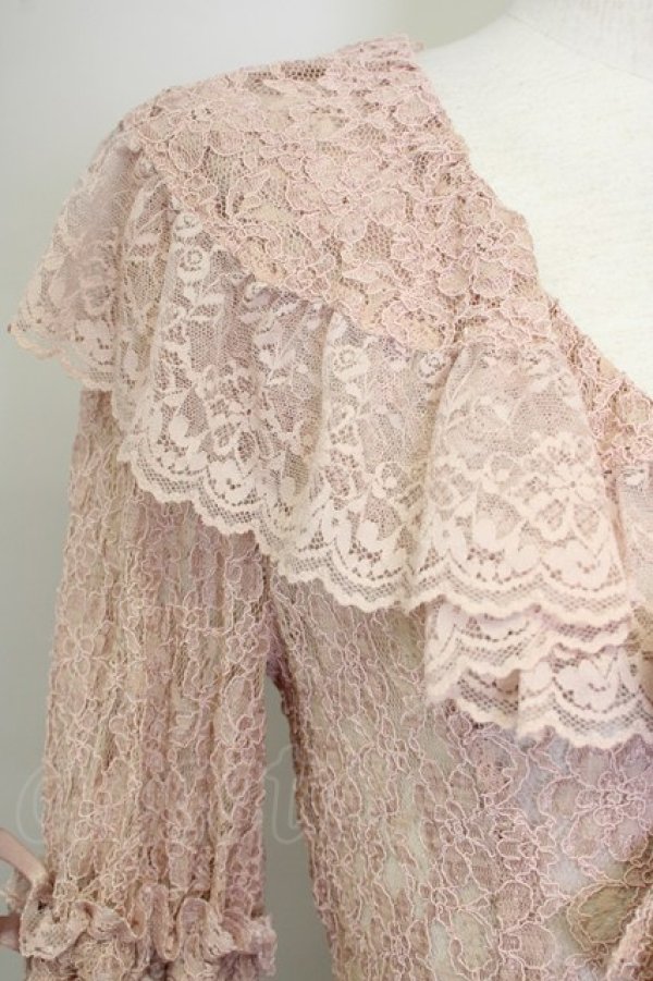 画像3: metamorphose / 総レースラッパ袖ブラウス  ピンク T-25-09-10-003-ME-BL-SA-ZI (3)