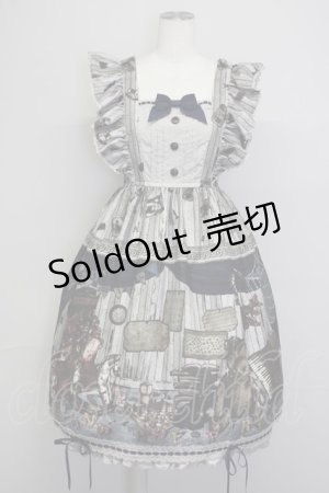 画像: ALICE and the PIRATES / Quiet toys room〜あの子と遊んだあの日々を〜柄ジャンパースカートI  グレー×紺 T-25-09-10-022-PA-OP-SA-ZT