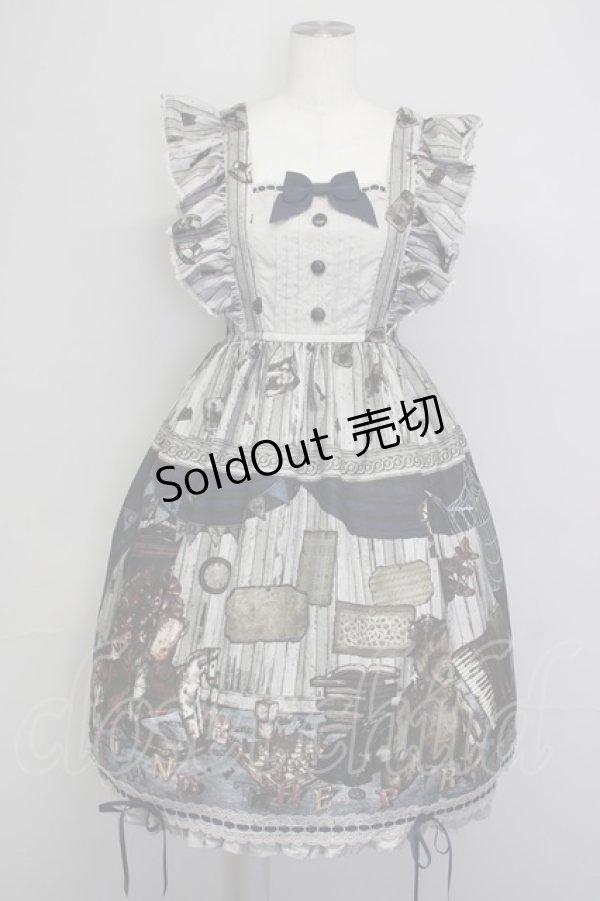 画像1: ALICE and the PIRATES / Quiet toys room〜あの子と遊んだあの日々を〜柄ジャンパースカートI  グレー×紺 T-25-09-10-022-PA-OP-SA-ZI (1)