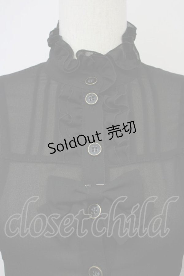 画像3: metamorphose / 立ち襟シフォンラッパ袖ブラウス  黒 T-25-09-10-008-ME-BL-SA-ZI (3)