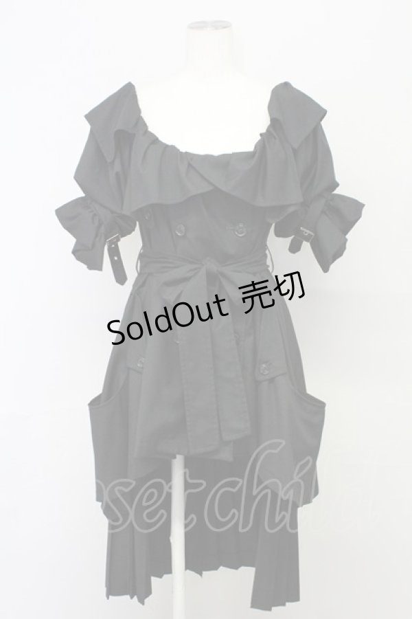 画像1: alice auaa / パフスリーブトレンチワンピース 3 ブラック T-25-09-12-017-AA-OP-SA-ZI (1)