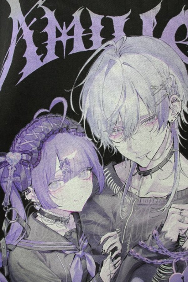 画像4: Amilige / BONDイラストスウェット  黒Ｘ紫 T-25-09-12-003-PU-TO-SA-ZI (4)