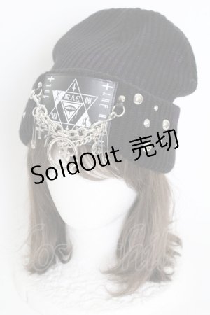 画像: SEX POT ReVeNGe / チェーンワッペンニット帽  黒Ｘ紫 T-25-09-12-027-SP-AC-SA-ZI