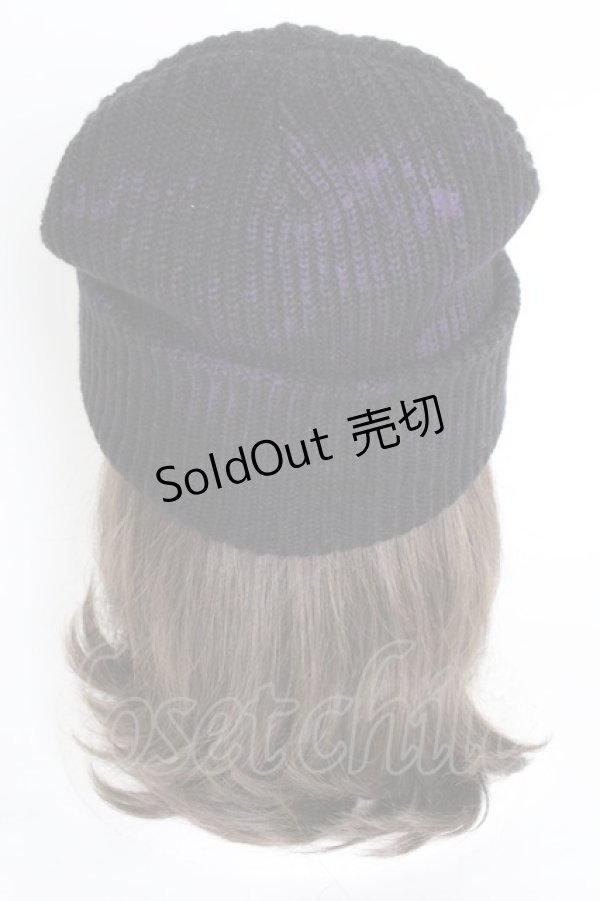 画像2: SEX POT ReVeNGe / チェーンワッペンニット帽  黒Ｘ紫 T-25-09-12-027-SP-AC-SA-ZI (2)