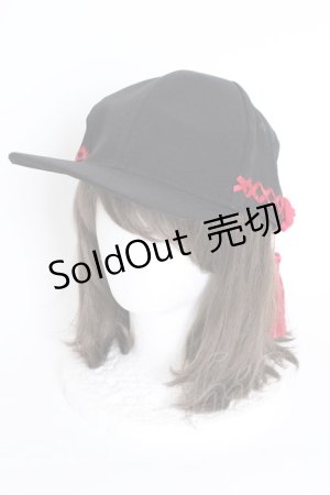 画像: IRO+IRO / チャイナ可愛いユニセックス中華キャップ  黒Ｘ赤 T-25-09-12-028-LO-AC-SA-ZI