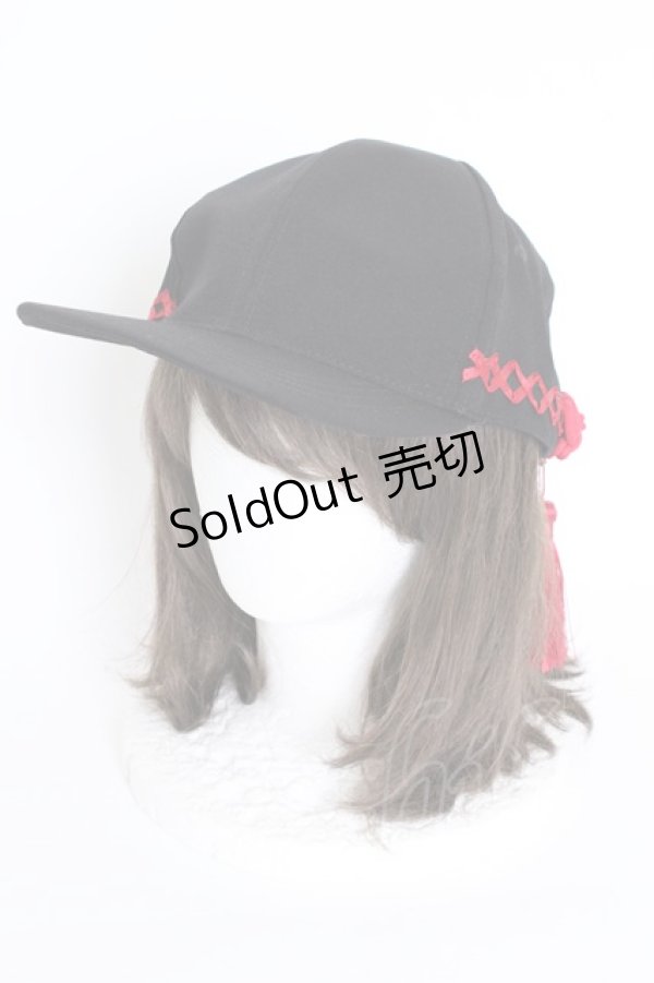 画像1: IRO+IRO / チャイナ可愛いユニセックス中華キャップ  黒Ｘ赤 T-25-09-12-028-LO-AC-SA-ZI (1)