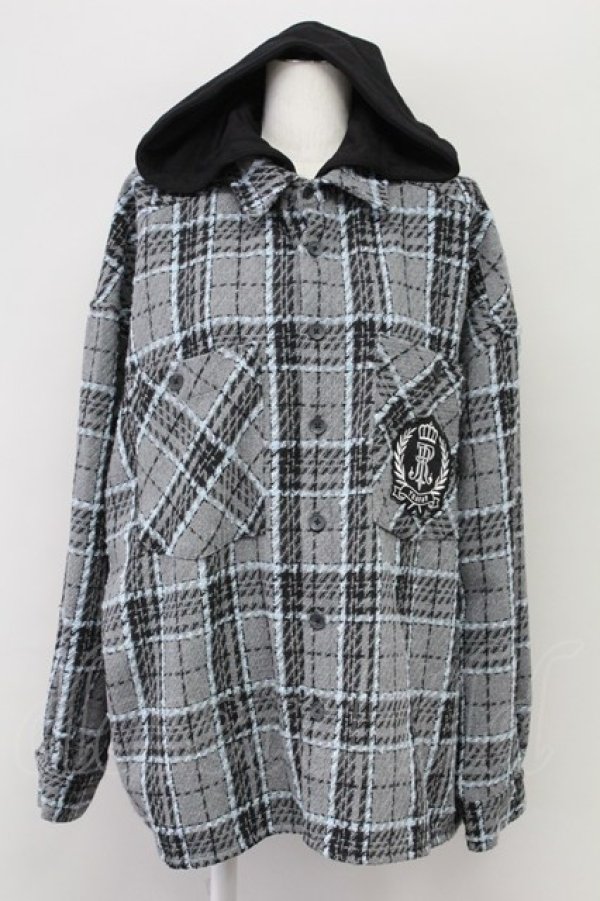 画像1: TRAVAS TOKYO / フード付きチェックシャツ  グレーチェック T-25-09-12-012-PU-BL-SA-ZI (1)