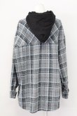 画像2: TRAVAS TOKYO / フード付きチェックシャツ  グレーチェック T-25-09-12-012-PU-BL-SA-ZI (2)