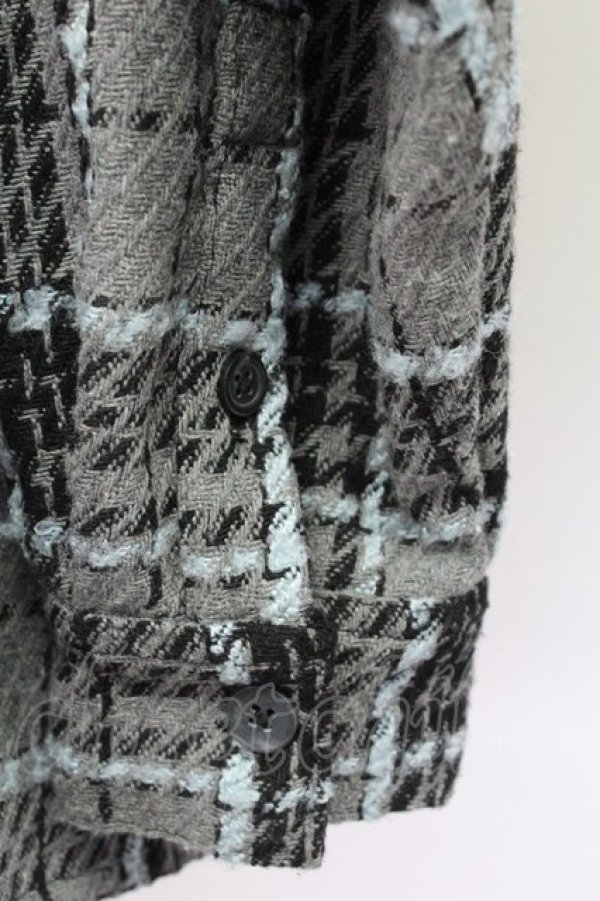 画像7: TRAVAS TOKYO / フード付きチェックシャツ  グレーチェック T-25-09-12-012-PU-BL-SA-ZI (7)
