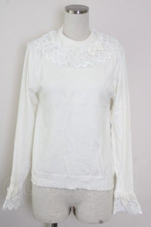 画像: axes femme kawaii / レーシーフリルニットプル M 白 T-25-09-14-001-AX-TO-SA-ZT