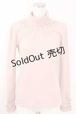 画像: axes femme / はしごレースリブタートルニットソー  ピンク T-25-09-14-005-AX-TO-SA-ZI