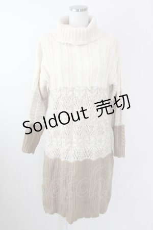 画像: axes femme / グラデーションニットワンピース  アイボリーＸブラウン T-25-09-14-007-AX-OP-SA-ZI