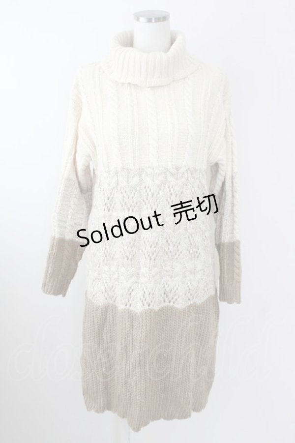 画像1: axes femme / グラデーションニットワンピース  アイボリーＸブラウン T-25-09-14-007-AX-OP-SA-ZI (1)