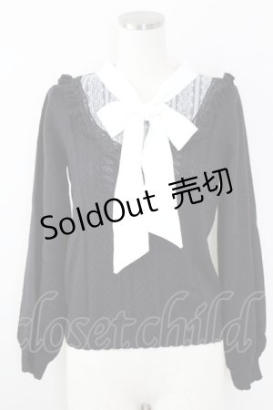 画像: axes femme / ボウタイブロッキング風ニット M 黒Ｘ白 T-25-09-14-008-AX-TO-SA-ZT