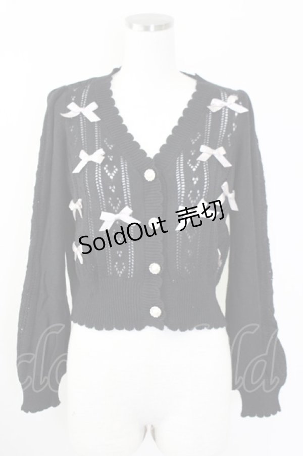 画像1: axes femme POETIQUE / プチリボンニットカーデ M 黒 T-25-09-14-011-AX-TO-SA-ZI (1)