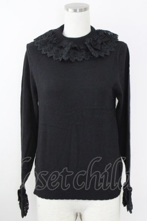 画像: axes femme kawaii / レーシーフリルニットプル M 黒 T-25-09-14-012-AX-TO-SA-ZT