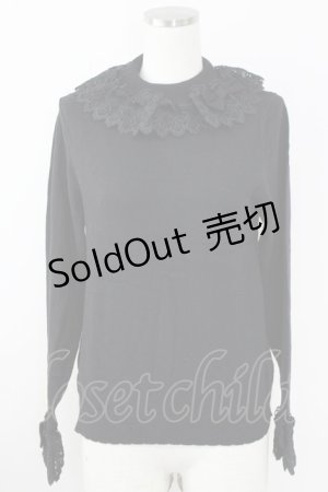 画像: axes femme kawaii / レーシーフリルニットプル M 黒 T-25-09-14-012-AX-TO-SA-ZT