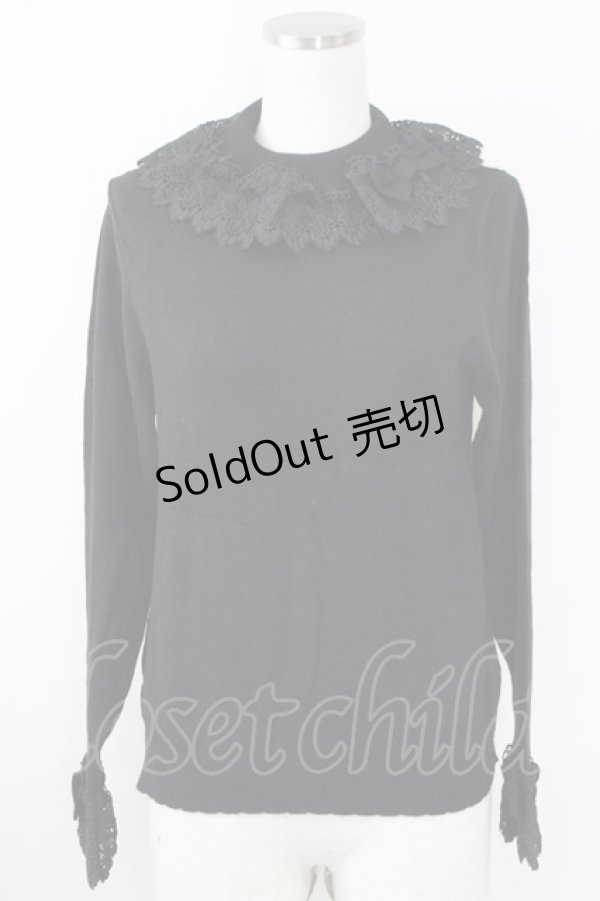 画像1: axes femme kawaii / レーシーフリルニットプル M 黒 T-25-09-14-012-AX-TO-SA-ZI (1)