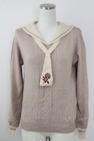 画像: axes femme / セーラーカラーニット M ベージュ T-25-09-14-002-AX-TO-SA-ZT