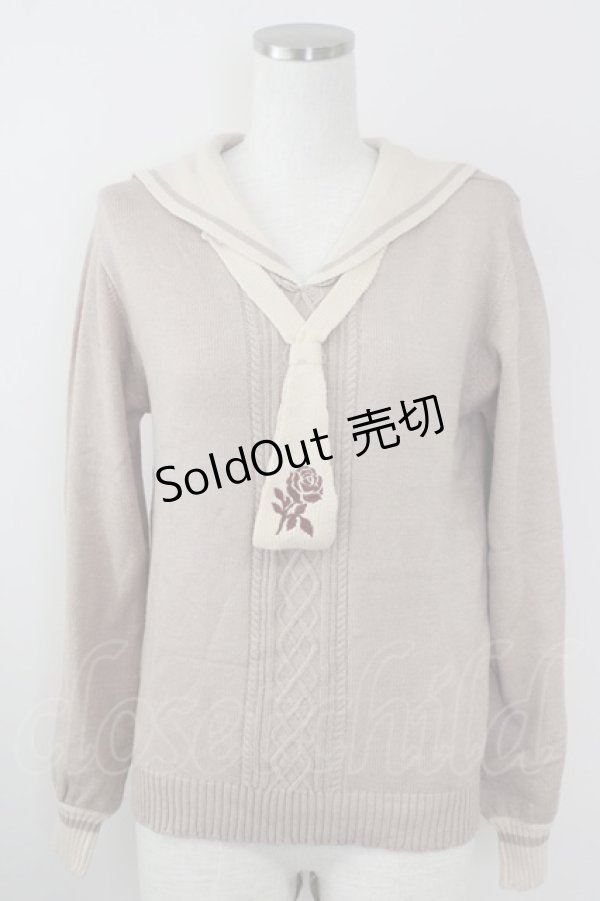 画像1: axes femme / セーラーカラーニット M ベージュ T-25-09-14-002-AX-TO-SA-ZI (1)