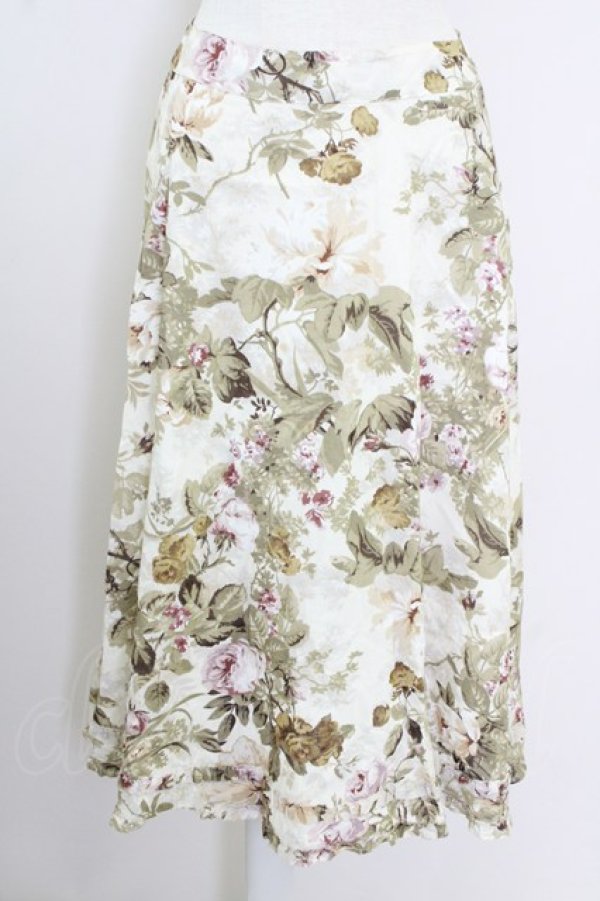 画像1: INGEBORG / 薔薇柄フレアスカート  アイボリー T-25-09-14-015-LO-SK-SA-ZI (1)