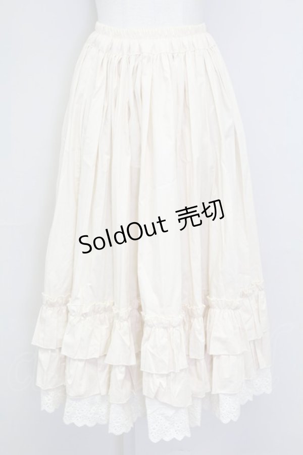 画像1: 王研与夏季 / 裾2段フリルスカート  アイボリー T-25-09-15-022-LO-SK-SA-ZI (1)