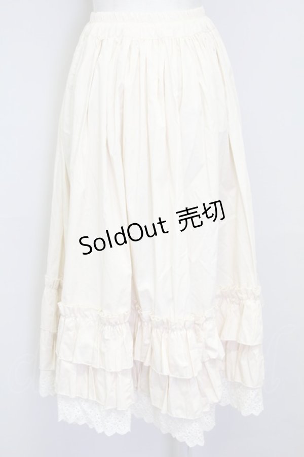 画像2: 王研与夏季 / 裾2段フリルスカート  アイボリー T-25-09-15-022-LO-SK-SA-ZI (2)
