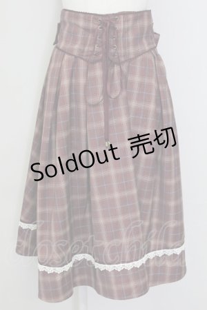 画像: Amavel / Mademoiselleコルセット風スカート  ボルドーチェック T-25-09-15-025-CA-SK-SA-ZI
