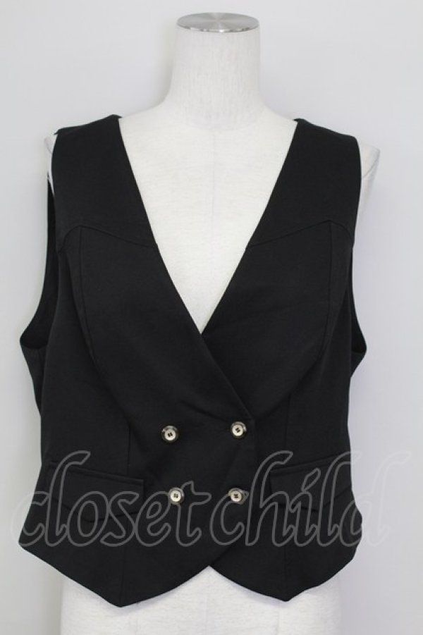 画像1: 森林衣樹 / ダブルボタンベスト XL 黒 T-25-09-15-005-LO-TO-SA-ZI (1)