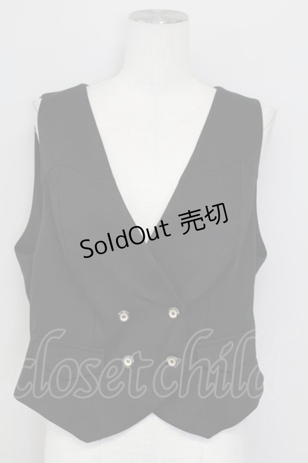 画像1: 森林衣樹 / ダブルボタンベスト XL 黒 T-25-09-15-005-LO-TO-SA-ZI (1)