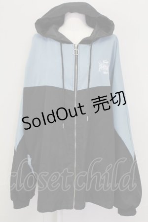 画像: VOLAN&APHRODITE / 切り替えフードブルゾン  青Ｘ黒 T-25-09-15-010-PU-JA-SA-ZI