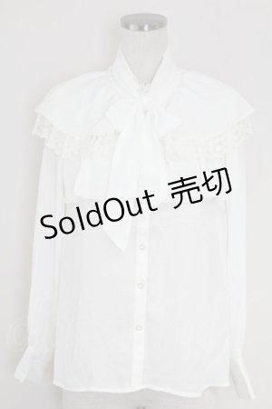 画像: axes femme POETIQUE / ケープデザインフリルブラウス  白 T-25-09-21-001-AX-BL-SA-ZI