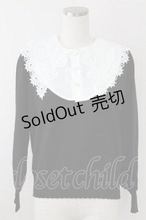 画像: axes femme POETIQUE / レース襟付ニット  黒Ｘ白 T-25-09-21-018-AX-TO-SA-ZI